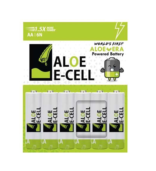 Aloe Vera Powered AA Batteries - 1.5x More Power - World's First Aloe Vera Powered Batteries Pack of 6