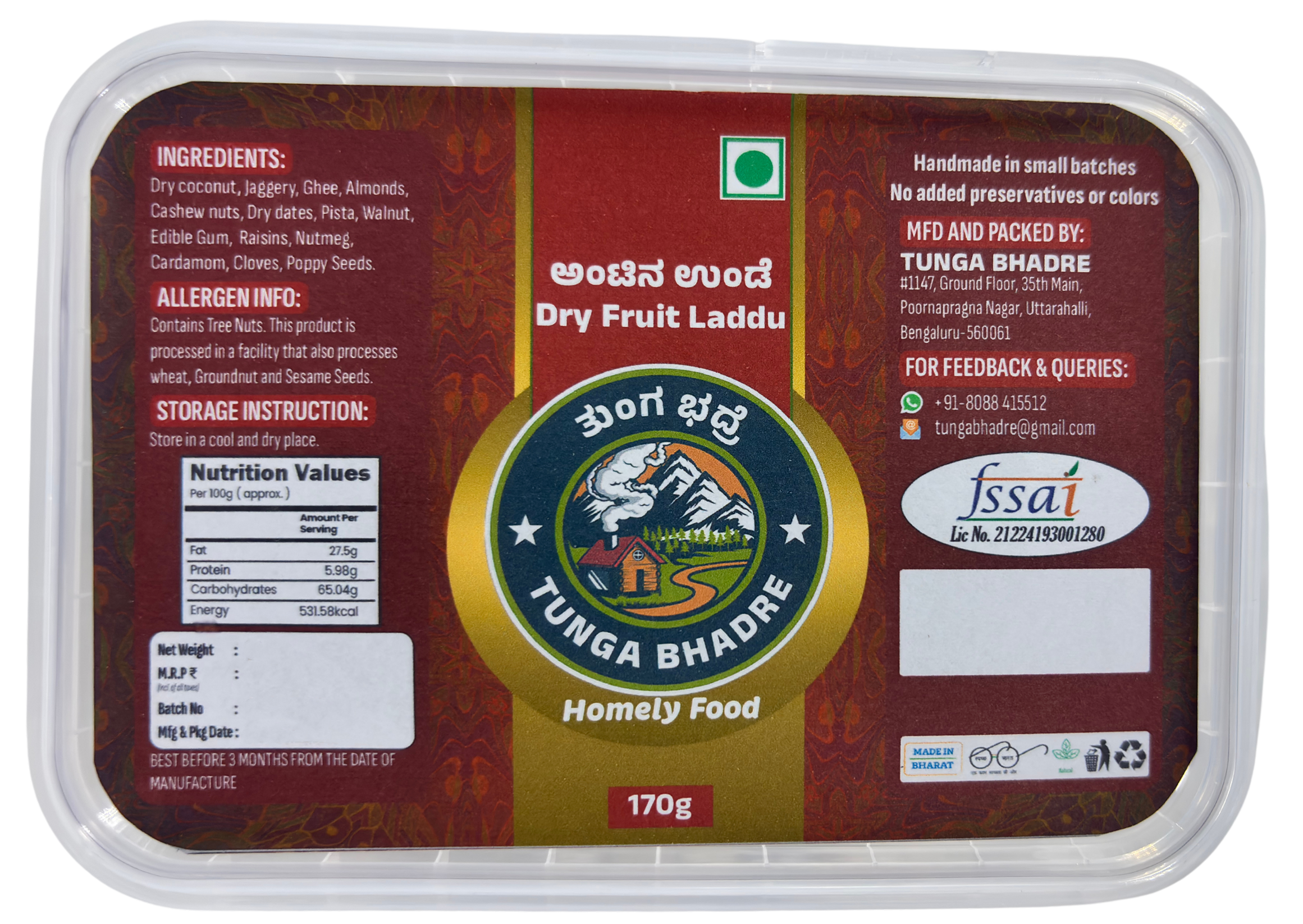 Tunga Bhadre's Dry Fruit Laddu