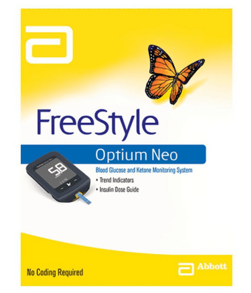 Freestyle Optium Neo Blood Glucose and Ketone Monitoring System with Trend Indicators and Insulin Dose Guide