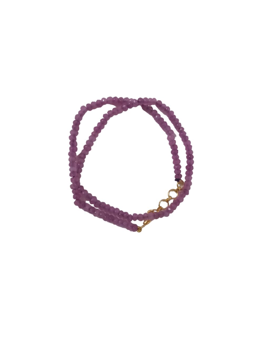 Unique Amethyst Colour Onyx Gemstone Beads Necklace 1 Layer for Girl and Women Fashion Jewellery (AV B35)