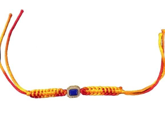 A V FASHION - Elegant Traditional Gold Plated/Rakhi Set of 1 for Men and Women/brother/sister/bhabhi Kundan Stone combo set (Blue Colour)