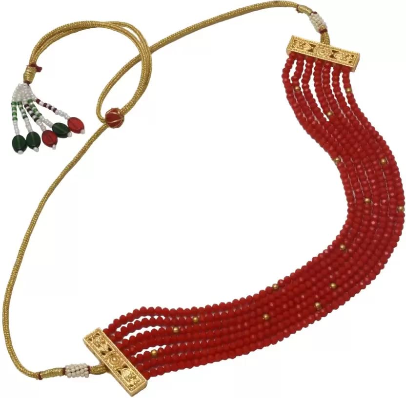 AV Fashion India Crystal Gemstone Beads 7 Layer Necklace for Girl and Women Maroon Mala Fashion Jewellery (AV B11)