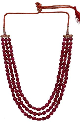 AV Fashion India - 18" Ruby Color Onyx 3 Layer Necklace Made up of Natural Onyx Semi-Precious Gemstone Beads for Women and Girls AV Fashion India (AV_T30)