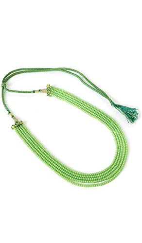 AV FASHION India - Crystal Gemstone Beads Necklace 5 Layer Multistrand For Girl and Women Green Colour Fashion Jewellery (AV_C62)