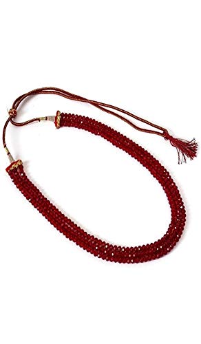 AV FASHION India Fashion Jewellery Base Metal Maroon Crystal Gemstone Beads 3 Layer Multistrand Necklace for Women (AV_C60) (Maroon)