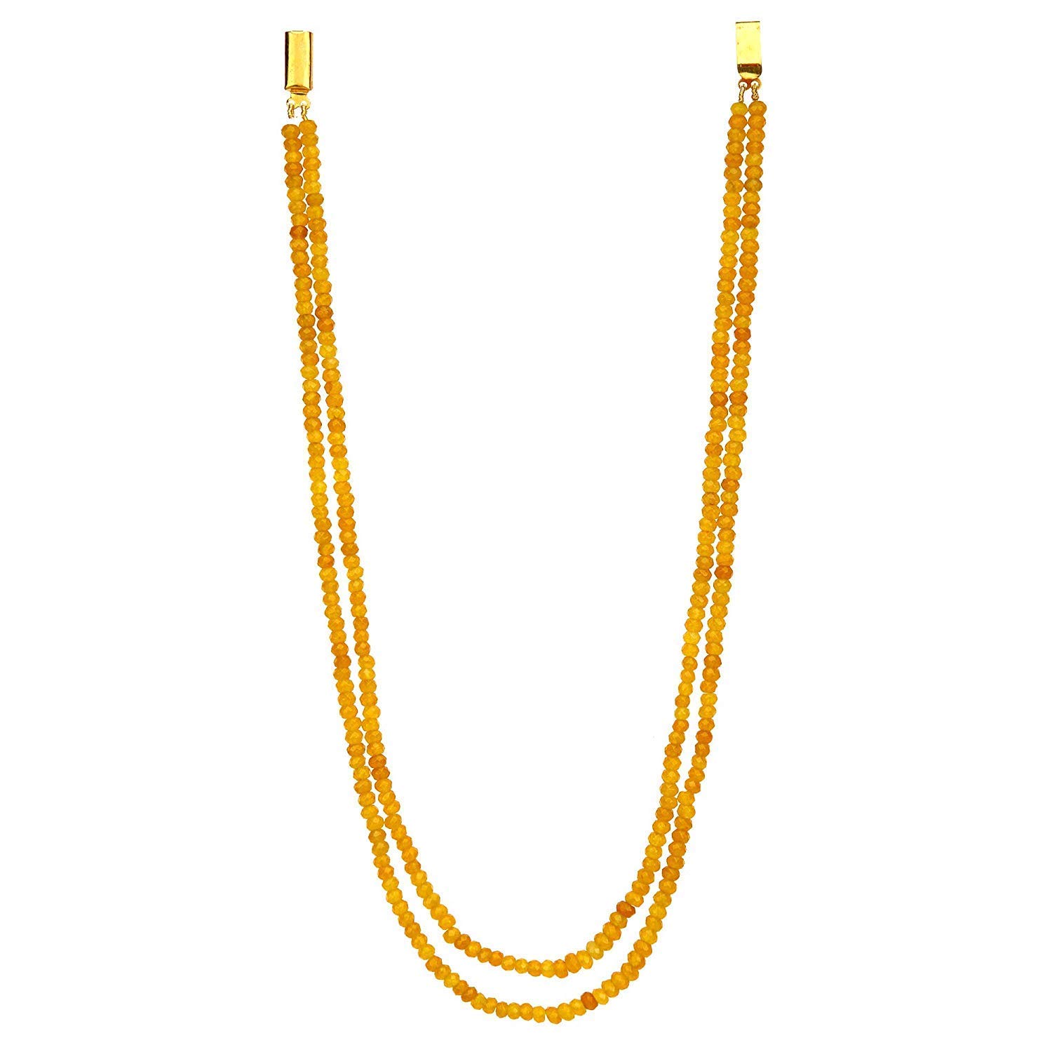 AV Fashion India - Yellow Colour Onyx Gemstone Beads 2 Layer Necklace for Girl and Women Fashion Jewellery (AV B25)