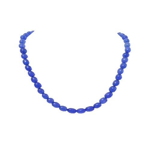 AV Fashion India - Blue Onyx Tumble Gemstone Single Layer Necklace for Girl and Women 1 Strand Blue Mala Fashion Jewellery (AV_T09)