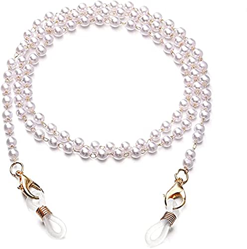 AV Fashion India - Mask Lanyard Eye Glasses String Holder Healing 74 CM Pearl Beaded 4 mm Eyeglass Necklace Chains for Women and Unisex ( White )