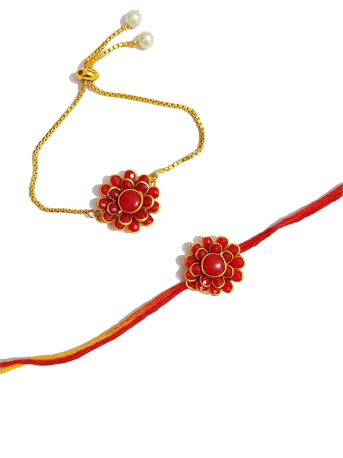 AV Fashion India - Elegant Traditional Ethnic Gold Plated Handmade Studded Kundan Bracelet for Women & Girls