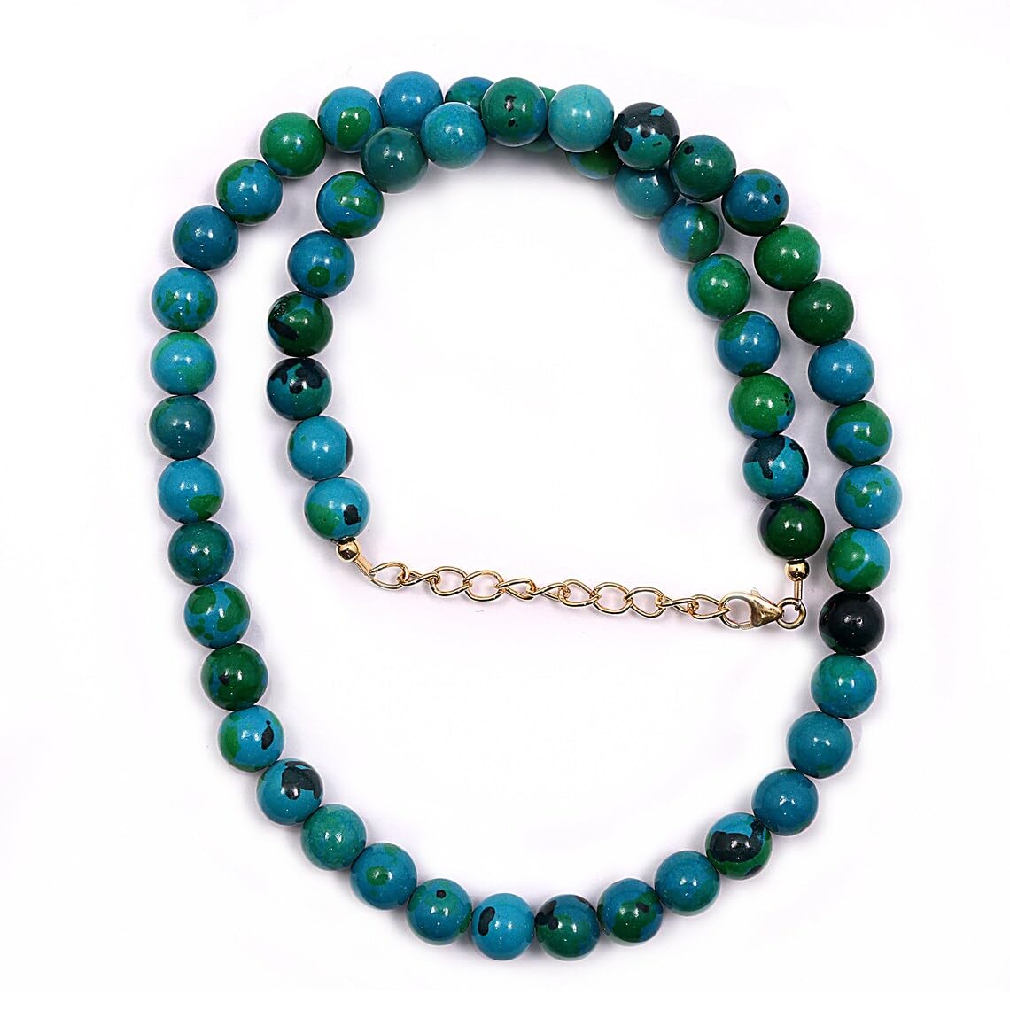A V FASHION - Natural Chrysocolla Gemstone Beaded 8mm 1 Layer Necklace, For Men & Women Fashion Jewellery (Same as Shown In Image)