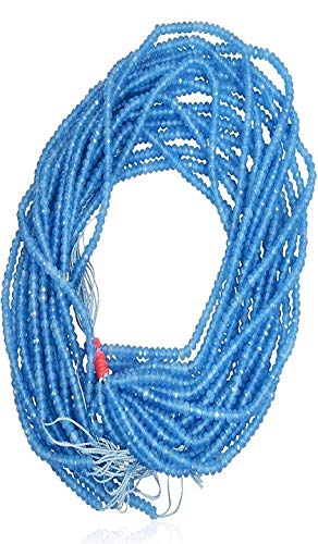 AV Fashion India - Blue Topaz Colour Onyx Faceted rondelle Loose Gemstone Beads 1 Strand 14 Inches, Jewelry Making,Exclusively by AV Fashion India (AV B94)