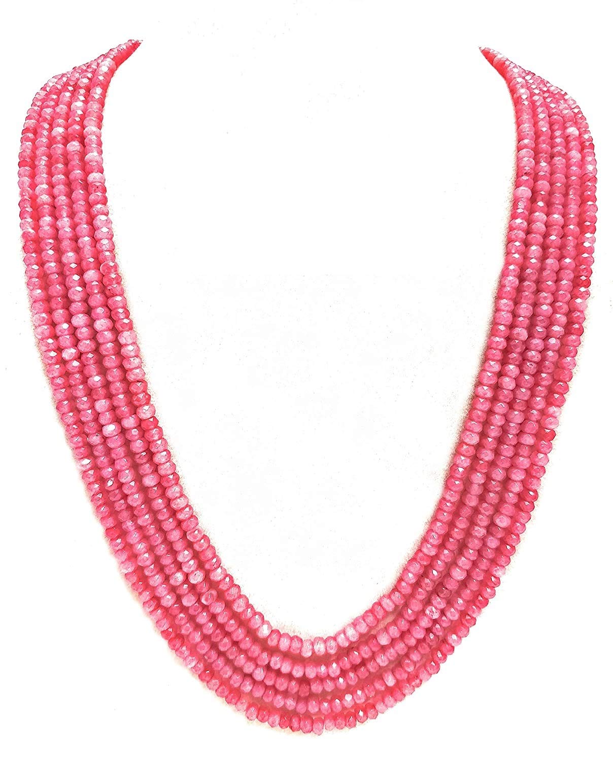 AV Fashion India - Beautiful Pink Onyx Gemstone Beads 5 Layer Necklace For Girl and Women Fashion jewellery (AV B09