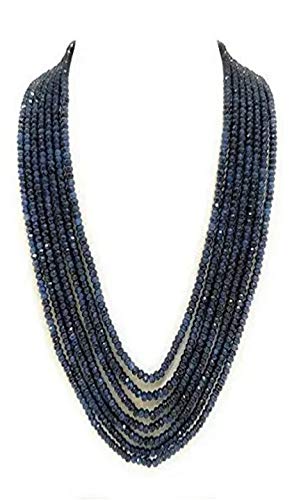 AV Fashion India - Blue Sapphire Onyx Gemstone Beads Necklace 7 Layer Multistrand for Girl and Women Fashion Jewellery (AV_B41)