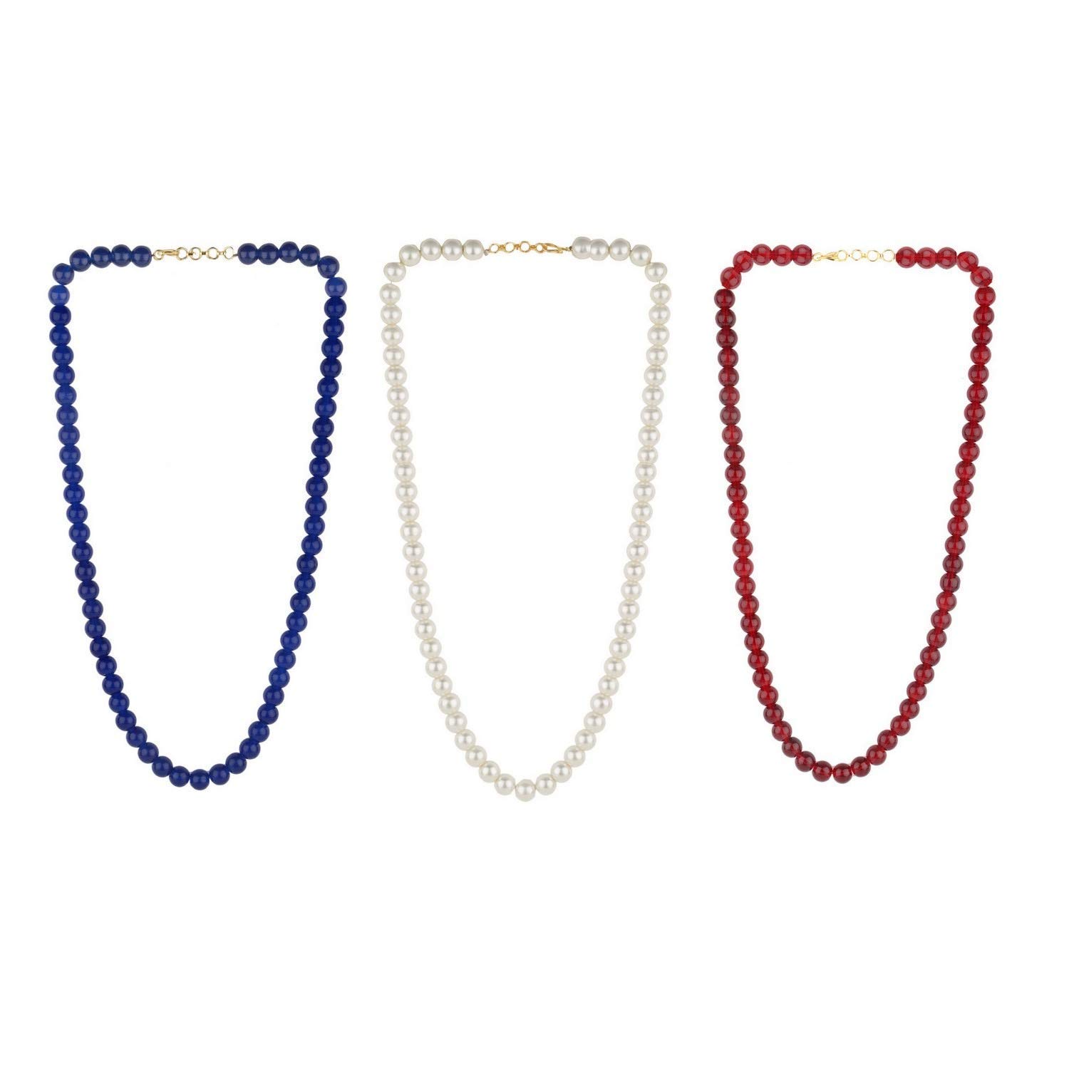 AV FASHION INDIA - Pearl and Crystal/Glass Stone Beaded Strand Combo Of 3 Statement Necklace/Mala for Women and Girls Fashion Jewellery