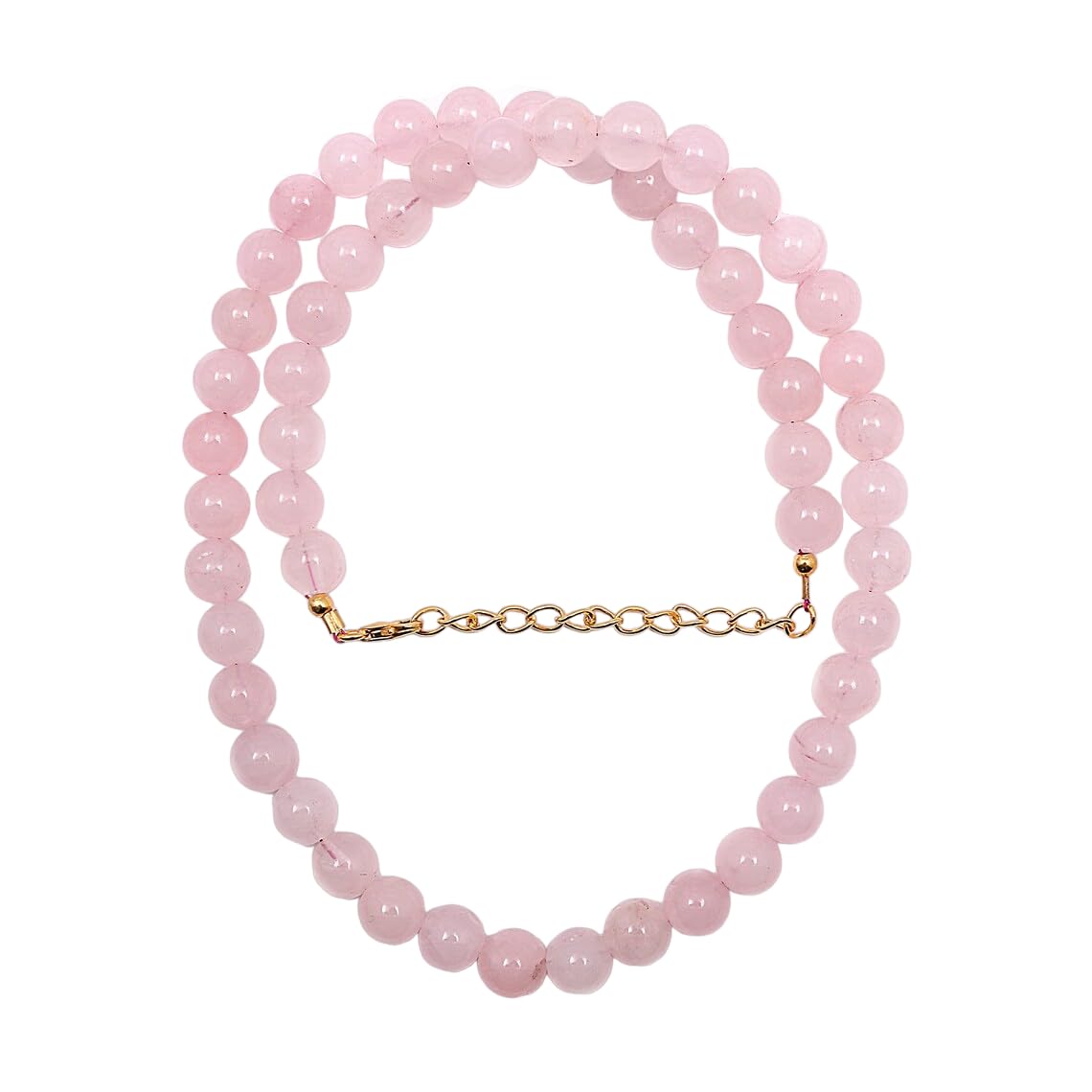 A V FASHION - Natural Rose Quartz Necklace, 18 Inch Rose Quartz Beaded Necklace, 8mm Smooth Round Pink Rose Quartz Beads Jewelry (Same As Shown In Image)