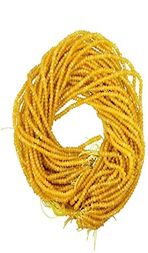 AV Fashion India - Semi Precious Yellow Sapphire Colour Onyx 1 Strand 14 Inches Faceted rondelle Loose Gemstone Beads Jewelry Making,Exclusively by AV Fashion India (AV B93)