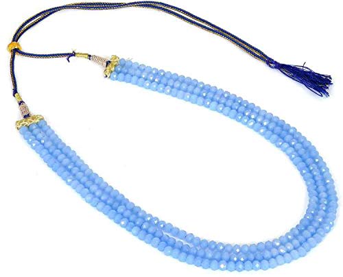 AV FASHION India - Blue Colour Crystal Gemstone Beads Necklace 3 Layer Multistrand For Girl and Women Fashion Jewellery (AV_C72)