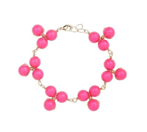 A V FASHION - Antique Bracelet Semi Precious Crystal Gemstone 8mm Beads Bracelet Pink Colour Beaded Bracelet For Girl and Women Men Fashion Jewellery (Same as Shown in Image)