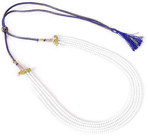 AV FASHION INDIA - White Colour Crystal Gemstone Beads Necklace 5 Layer Multistrand For Girl and Women Fashion Jewellery (AV_C75)