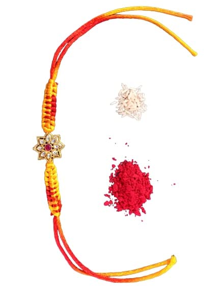 A V FASHION - Elegant Traditional Gold Plated/Rakhi Set of 1 for Men and Women/brother/sister/bhabhi Kundan Stone combo set (Pink Colour)