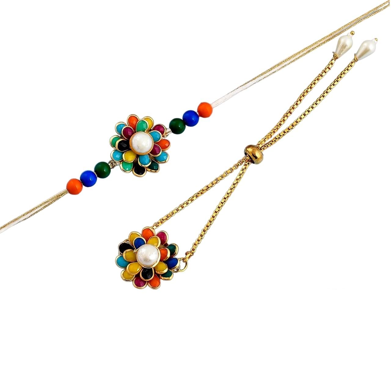 A V FASHION - Couple Rakhi Rakshabandhan Rakhi Gifts for Bhaiya Bhabhi/sister/Bhai/Brother Special Lumba Rakhi (Same as Shown In Image) (Multi Colour)