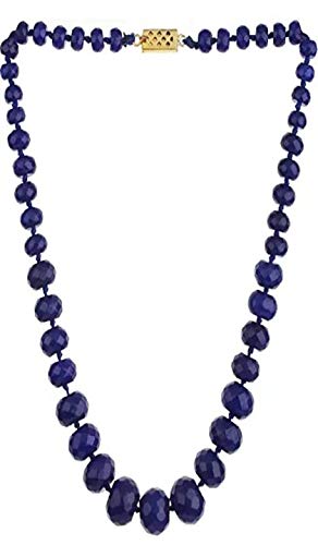 AV Fashion india - Blue Colour Onyx Gemstone Round Faceted Beads Knotted 1 Layer Necklace for Girl and Women Jewellery (AV_R13)
