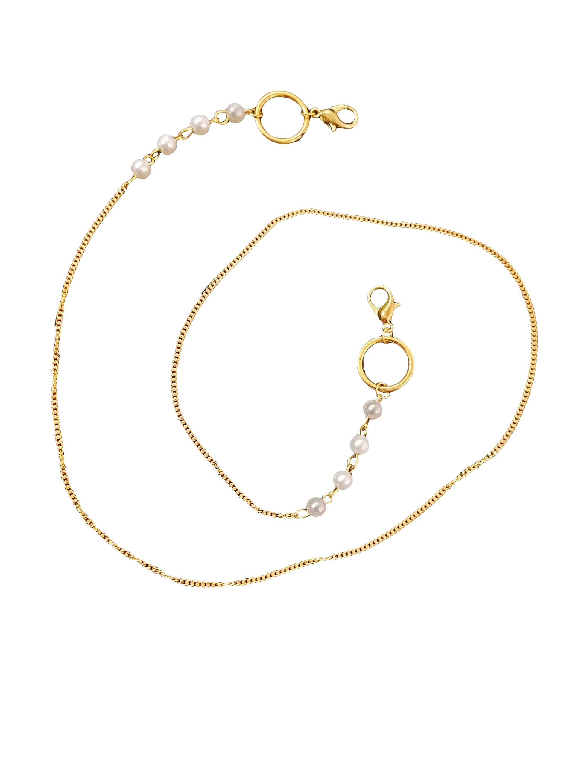 AV Fashion India - Pearl Beads Face Mask Holder Strap Holder Cord Eyewear Necklace Retainer for Women Beaded Lanyard, Made in India, Holds Your Mask Around Your Neck 25" Long