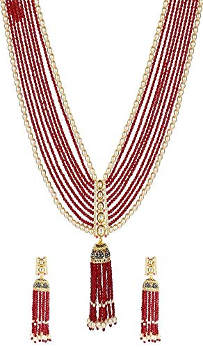 A V Fashion - Crystal Stone Beads Multi Layer Necklace Set Traditional Designer Maroon Color Mala for Women and Girl Fashion Jewellery (Same as Shown in Image)