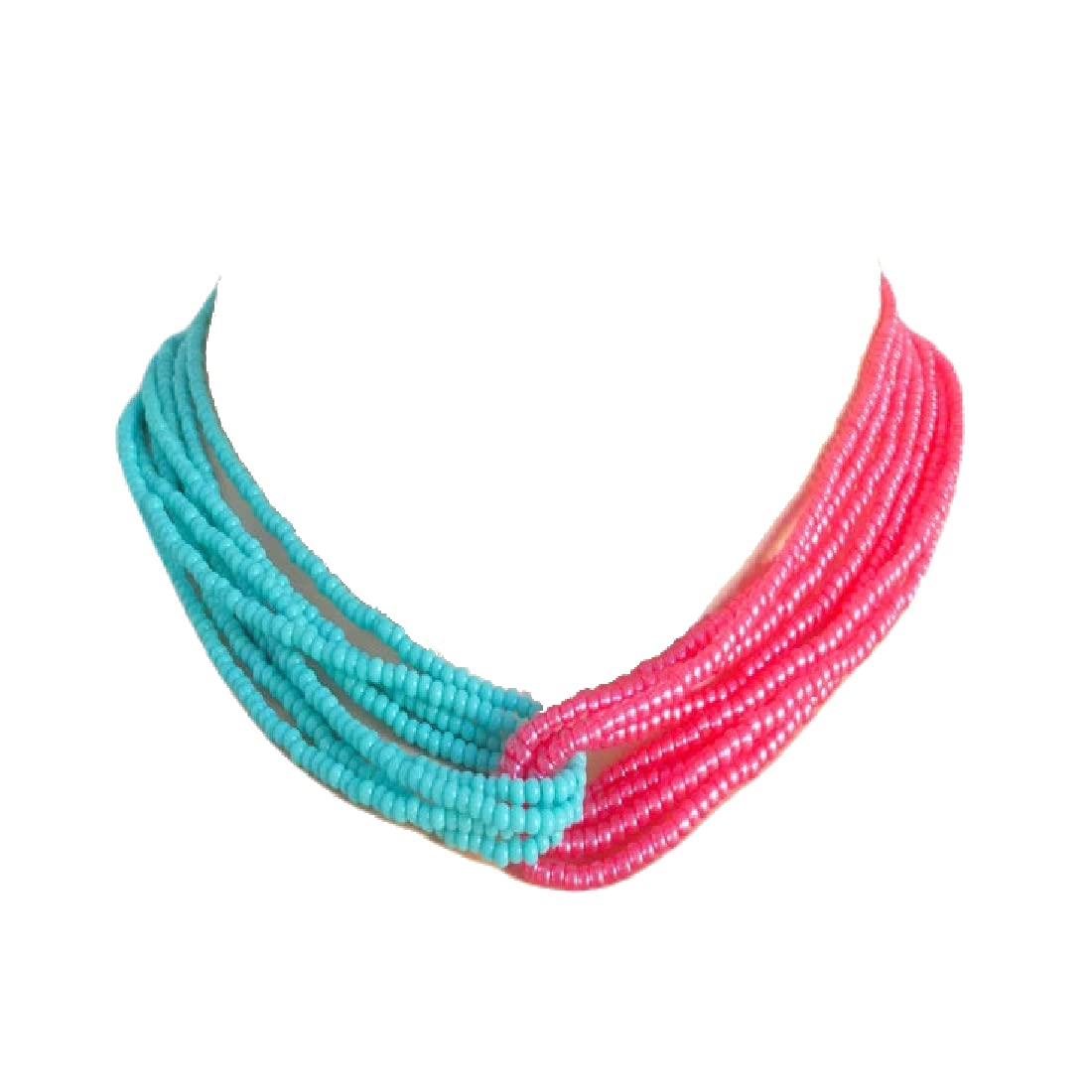 A V FASHION - Turquoise & Pink Colour Necklace, Seed Bead Necklace, Beaded Necklace, Bridesmaid Necklace, Boho Necklace,Multistrand Necklace,Wholesale Boho,For Her For Unisex Adult