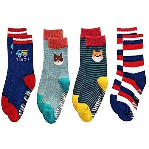 AV Fashion India - Baby Boy's and Baby Girl's Super soft Organic Cotton Stripes and Stars socks (Multicolor, 3-6 Months) - Pack of 4