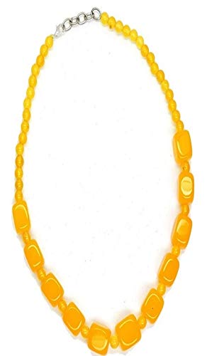 AV Fashion India - Yellow Onyx Tumble Gemstone Single Layer Necklace for Girl and Women 1 Strand Yellow Mala Fashion Jewellery (AV_T07)