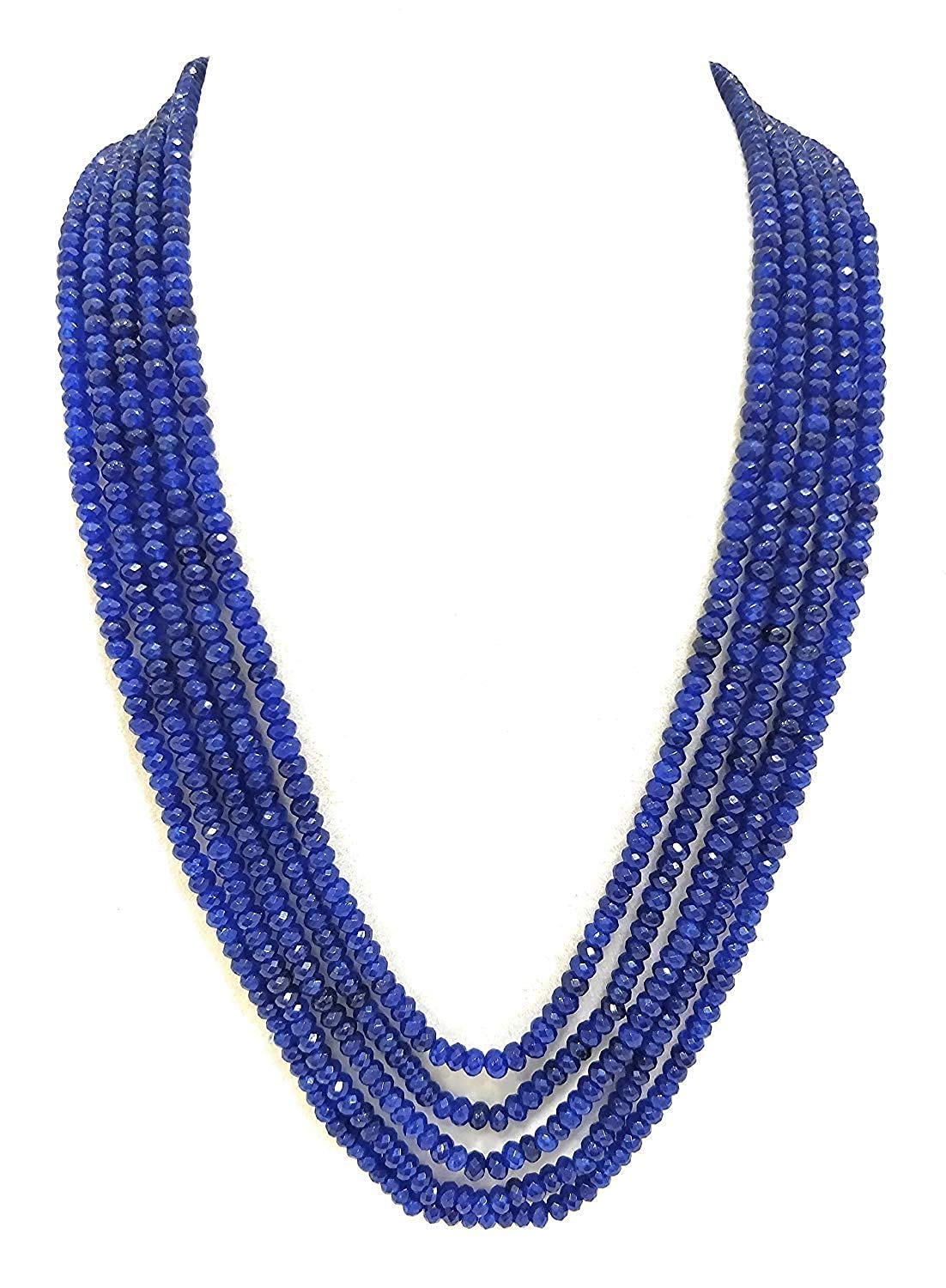 A V FASHION INDIA - Onyx Gemstone Beads 5 Layer 16 Inch Long Necklace For Women and Girl Fashion Jewellery (Same as Shown In Image) Royal Blue Colour