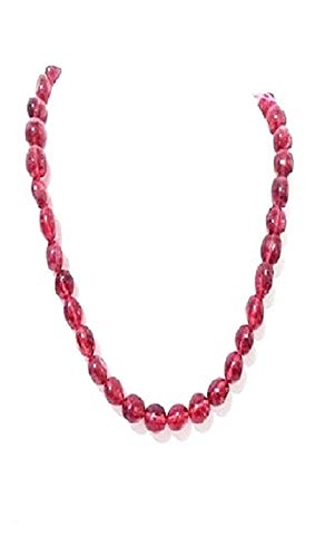 AV Fashion India - Garnet Colour Gemstone Tumble Beads Necklace for Girl and Women 1 Layer Strand Pink Mala Fashion Jewellery (AV_T01)