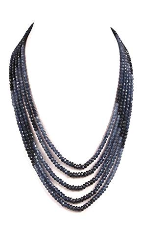 AV Fashion India - Semi Precious Gemstone Beads Shaded Blue Sapphire Onyx 5 Layer Necklace for Girl and Women Fashion Jewellery (AV_B101)