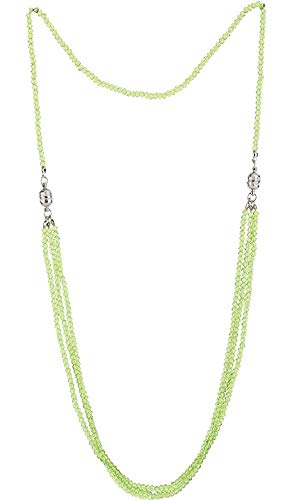 A V FASHION India - Peridot Color Crystal Faceted Round Beads Four in One Necklace for Girl and Women Multi Layer Green Mala Fashion Jewellery (AV_C41)