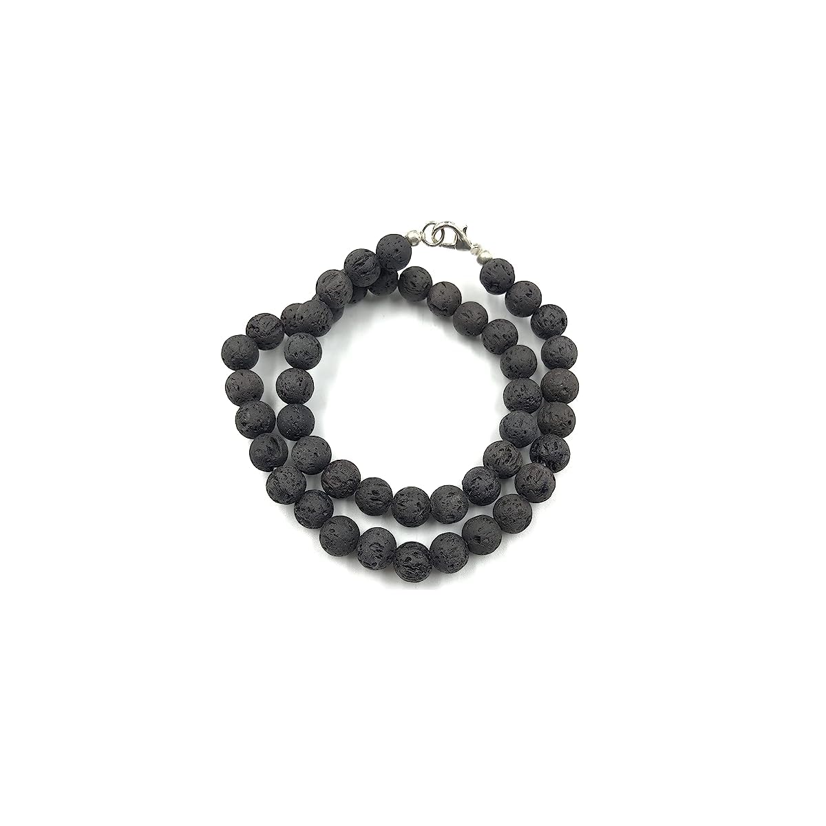A V FASHION - Black Rock Lava Gemstone Round Beaded 15.5" Inches Choker Necklace For Men and Women, Unisex Necklace, For Gift, Friendship,Couple Necklace (Same As Shown In Image)