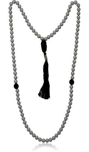 AV Fashion India - Semi Precious Quartz Gemstone Round Smooth 8 mm 99 Beads Islamic Religion Tasbih for Muslim Prayer Men Women Quartz Chain (Color : Grey)