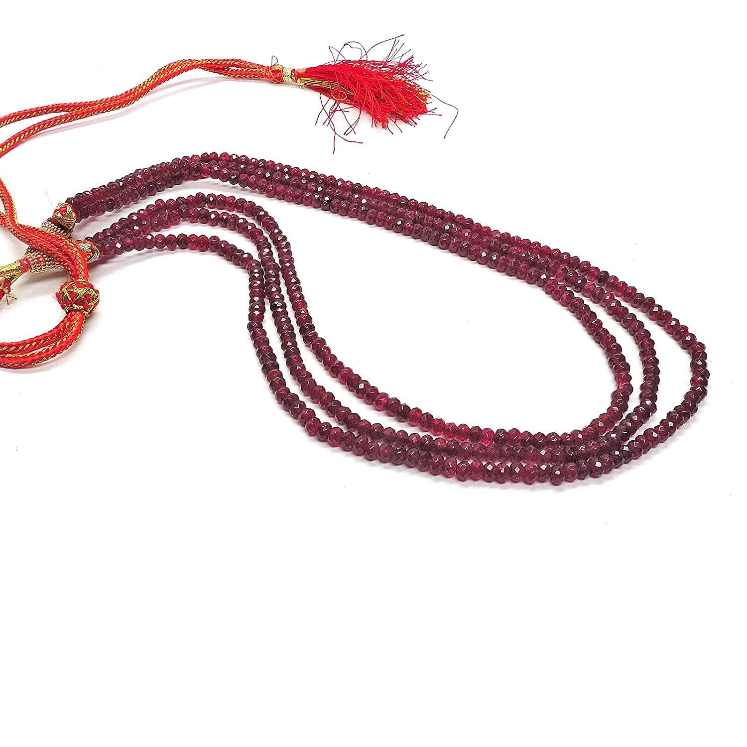 A V Fashion India - Red Onyx Gemstone Beads Necklace 3 Layer For Girl and Women Fashion Jewellery (AV B16)