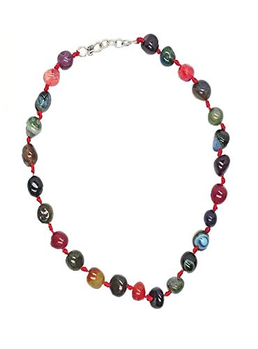 AV Fashion India - Multi Quartz Tumble Gemstone Single Layer Necklace for Girl and Women 1 Strand Multi Mala Fashion Jewellery (AV_T10)