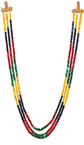 AV Fashion India - Semi Precious Onyx Gemstone Beads 16" Necklace 3 Layer Round faceted Multi Colour Beaded Mala For Girl and Women Fashion Jewellery (AV B14)