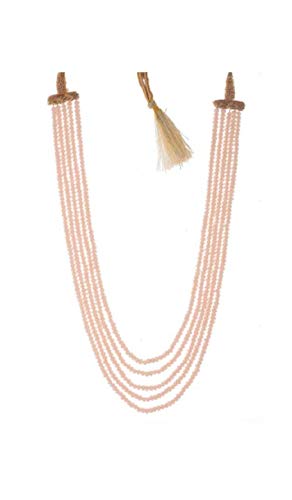 AV FASHION India - Rose Quartz Colour Crystal Gemstone Beads Necklace 5 Layer Multistrand For Girl and Women Fashion Jewellery (AV_C20)
