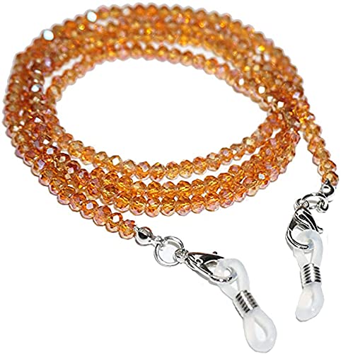 AV Fashion India - Face Mask Lanyards for Children Women Men Adults Adjustable Breakaway Safety Mask Beaded With Clip Eyeglass Chain Sunglass Holder Glasses Strap Lanyards 74 CM (Champagne Gold)
