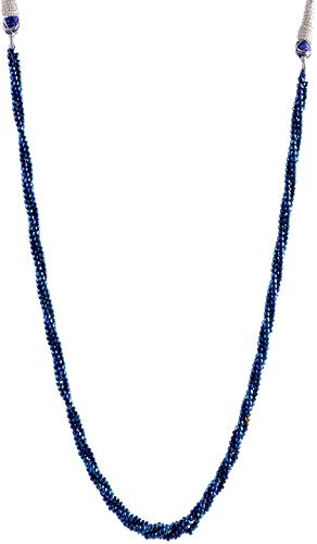 AV Fashion India - Sapphire Blue Colour Onyx Gemstone Beads Twist Necklace 3 Layer for Girl and Women Fashion Jewellery (AVB97)