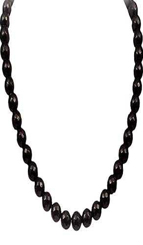 AV Fashion india - Black Onyx Gemstone Beads 1 Layer Necklace for Girl and Women Faceted Round Black Colour Mala Jewellery (AV_R15)