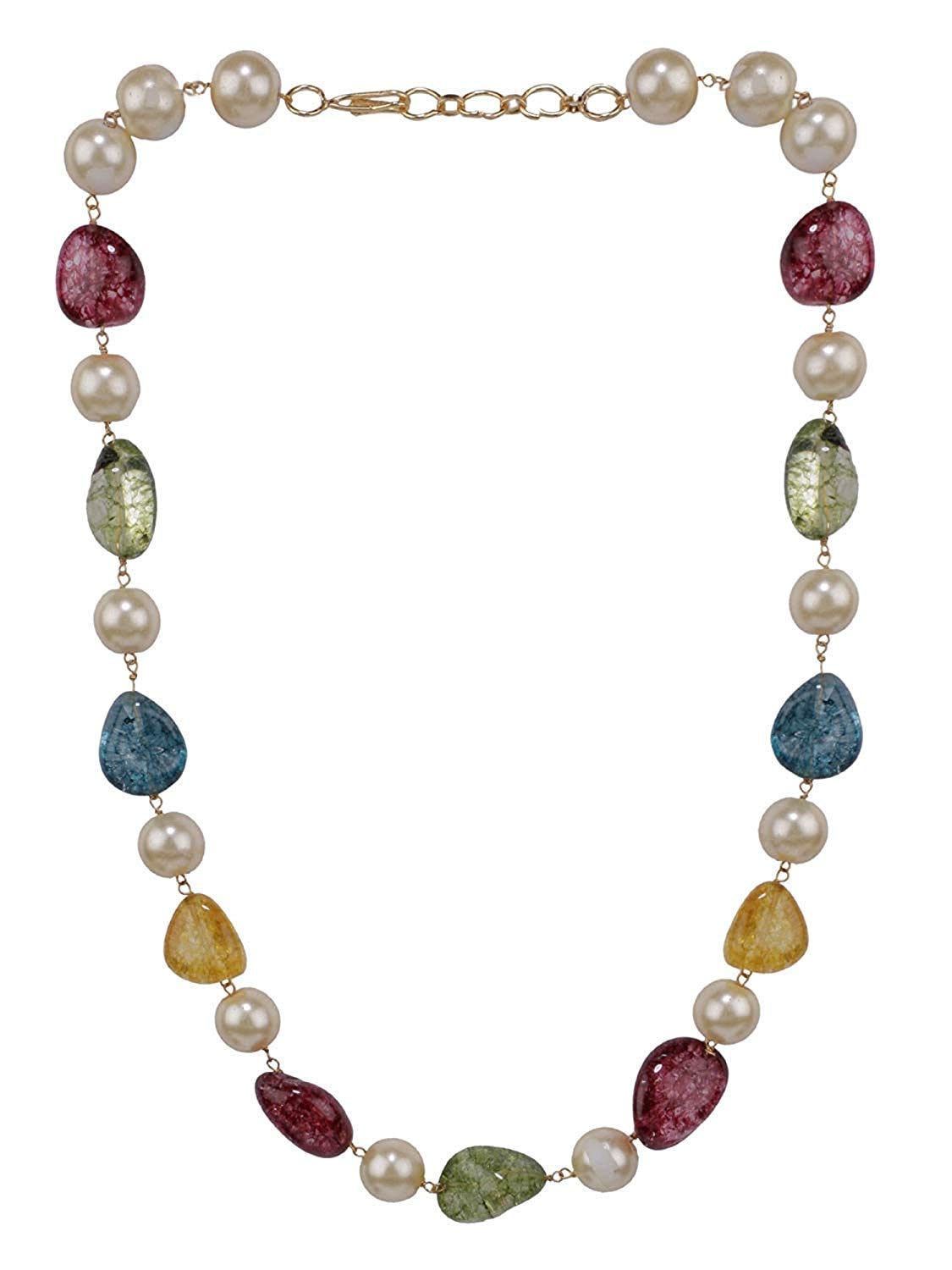 A V FASHION - Semi Precious Multi tourmaline Tumble Necklace 16 Inch long Multi Color Mala For Women and Girl Fashion Jewellery