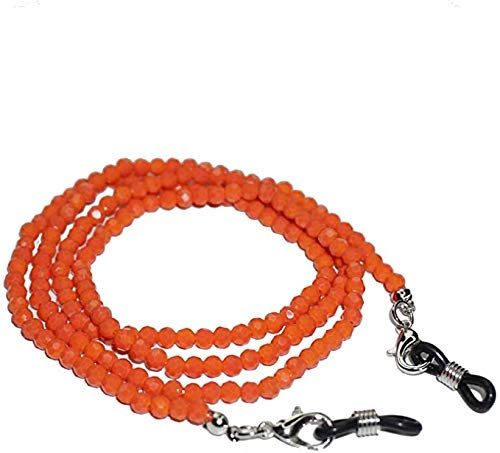 AV Fashion India - Semi Precious Crystal Round Beaded Spectacle Chain Lanyard String for Eyewear Frames, Specs, Reading Glasses, Sunglasses, 74 CM Goggles and Eyeglasses, Face Mask Color- Orange
