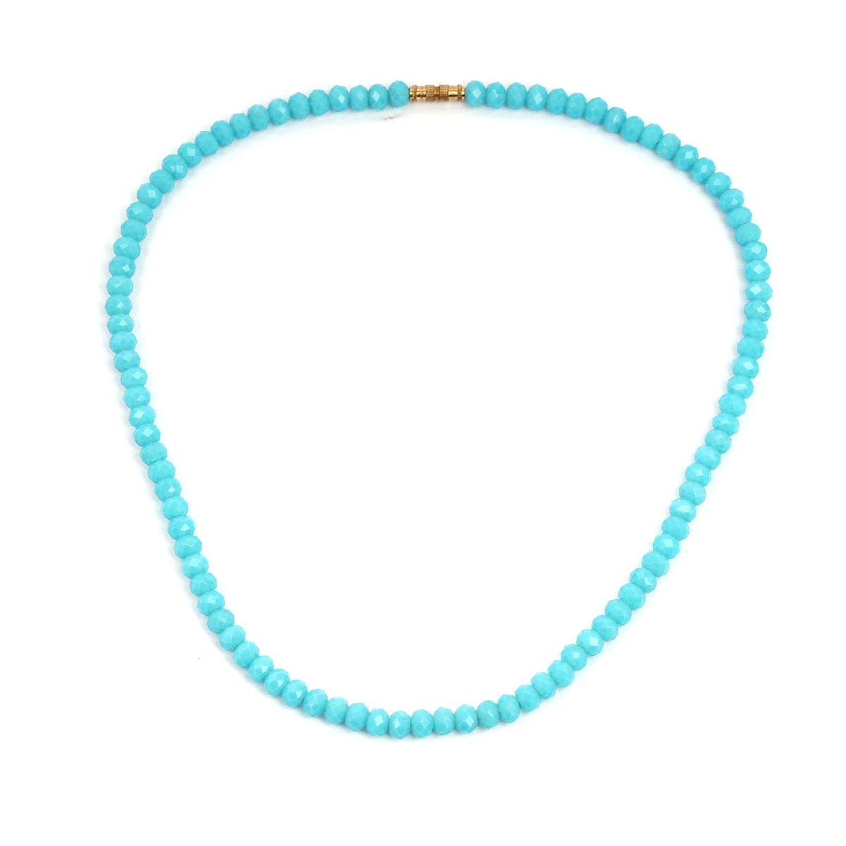 AV Fashion India - Single Line Sky Blue Stone Beaded Statement Chain for Women and Girls Fashion Jewellery