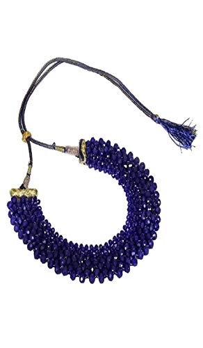AV FASHION INDIA - Semi Precious Gemstone Blue Hydro Multi Layer Beaded Choker Necklace 11" Chick mala for Women and Girl Fashion Jewellery (AV_ CRYSTAL01)