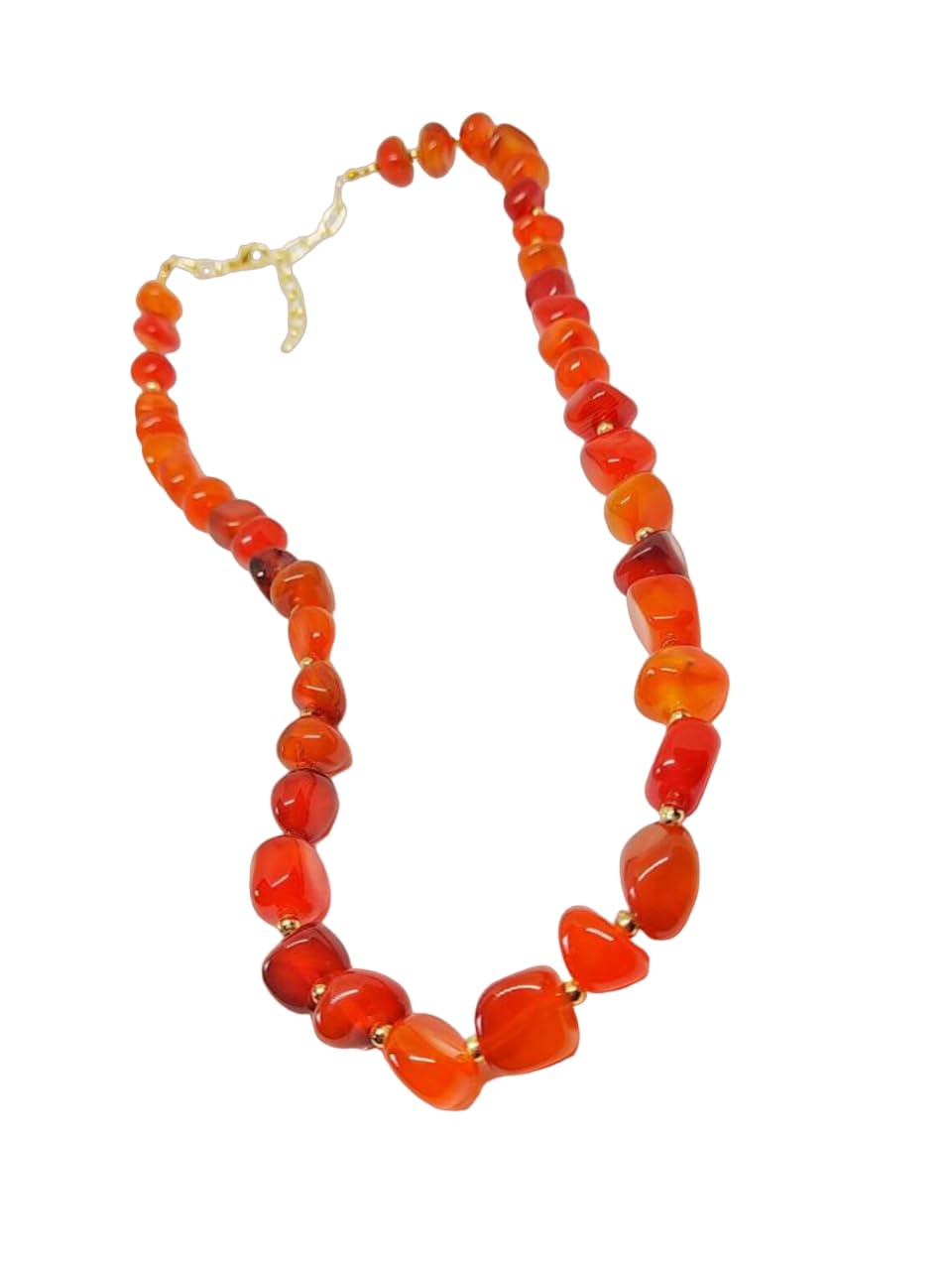 A V Fashion India - Red Agate Tumble Gemstone Single Layer Necklace for Girl and Women 1 Strand Red Mala Fashion Jewellery