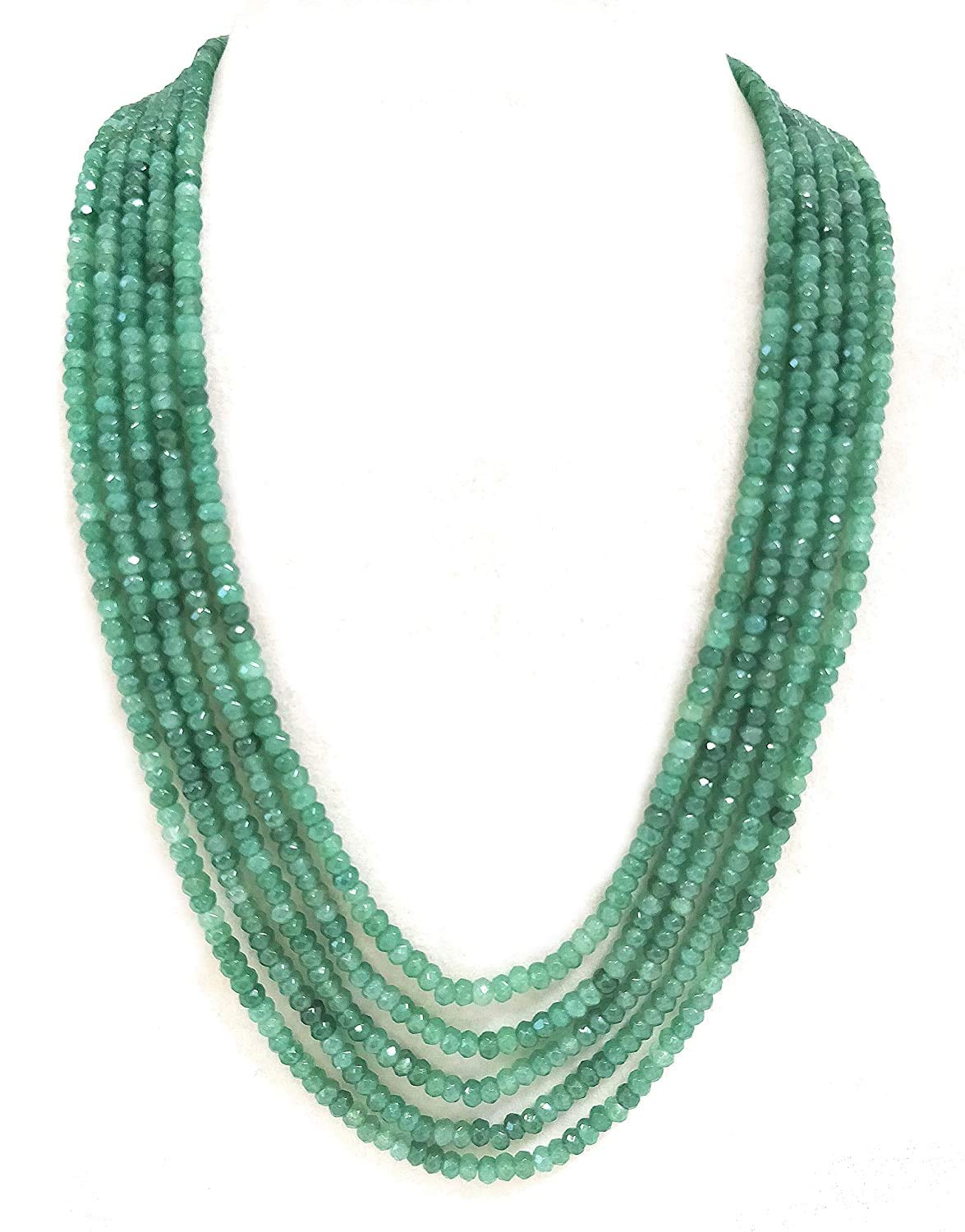 AV Fashion India - Emerald Green Onyx Gemstone Beads 5 Layer Necklace for Girl and Women Fashion Jewellery (AV B08)